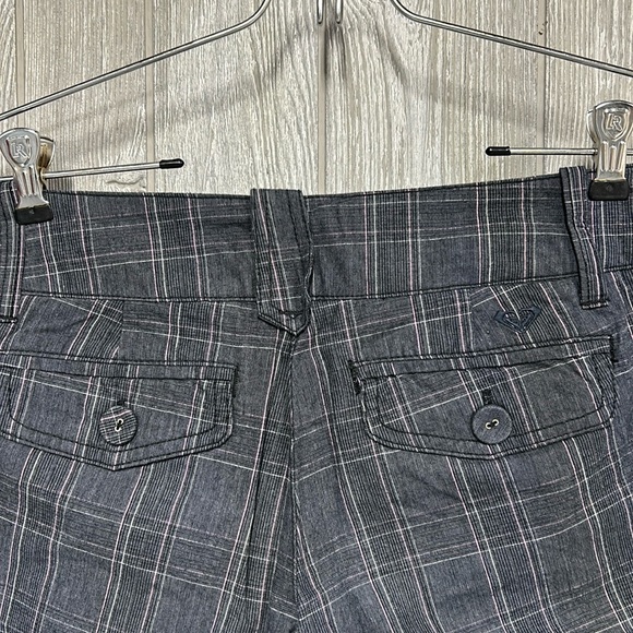 Y2K Roxy Window Pane Grey Flare Leg Pants NWOT - Picture 3 of 8